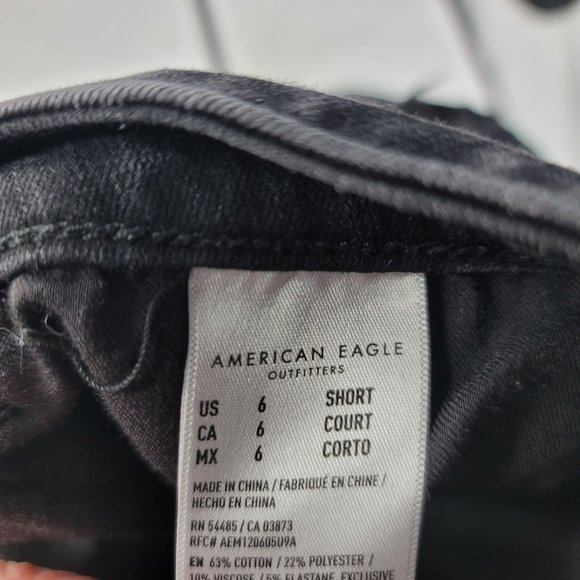 American Eagle Short Dream Jeans Black Ripped Highest Waist Jegging Distressed 6 - Picture 9 of 11